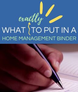 What should be in a home management binder?